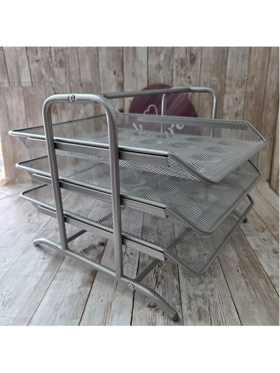 Unbranded Other - Silver Mesh 3-Tier Office Desk Organizer